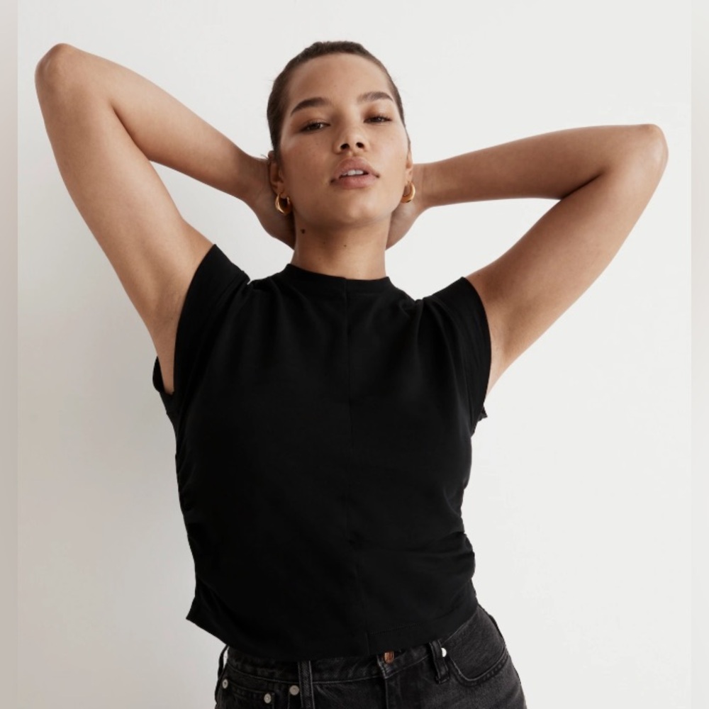 Madewell Women's True Black Side-Cinch Muscle Tee, Size XXS